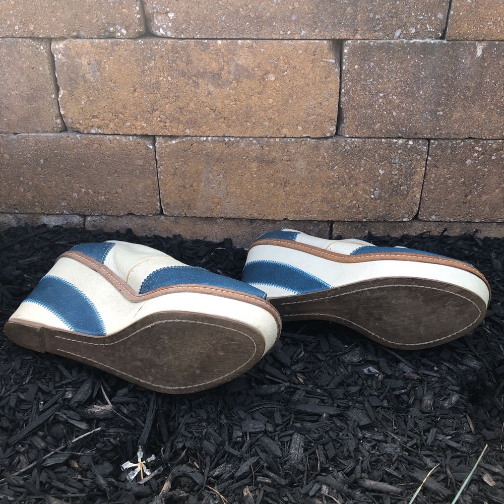 Anthropologie Blue and Cream Platform Shoes - Picture 4 of 5